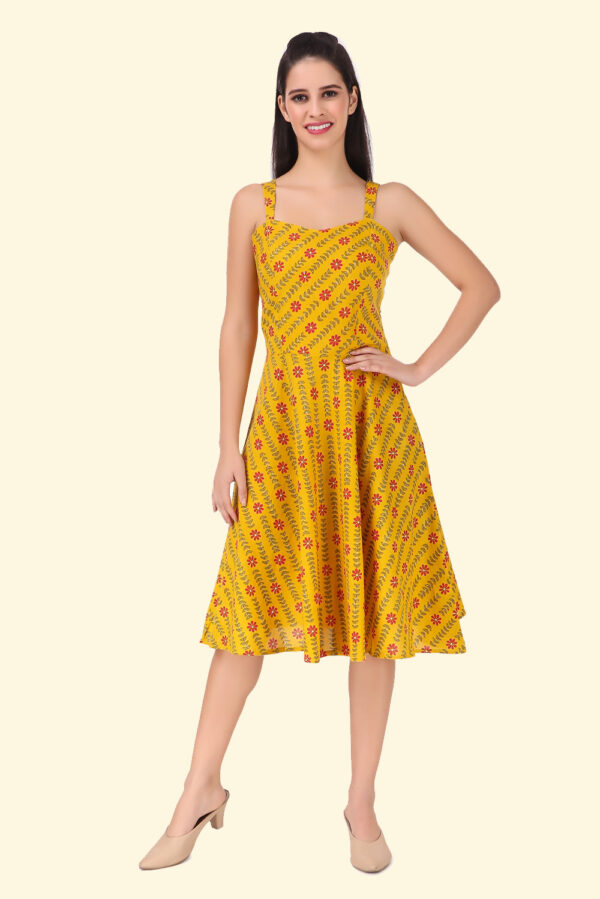 Women's yellow floral midi dress